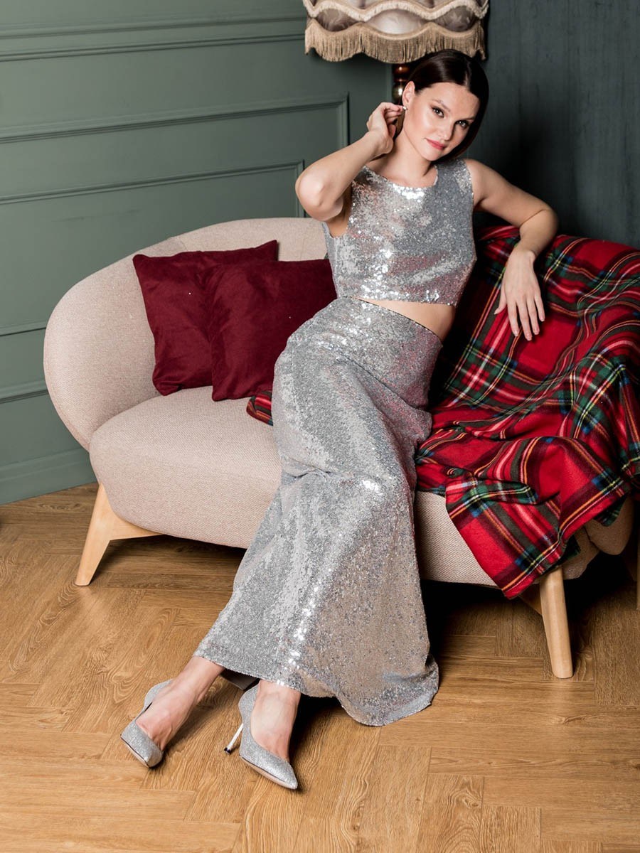 Кроп-топ с пайетками - фото 110426