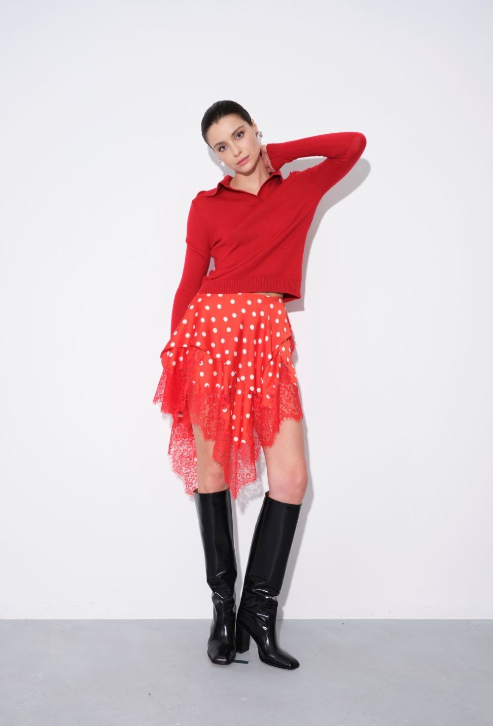 Юбка-Мини Асимметричная С Кружевом - фото 110846