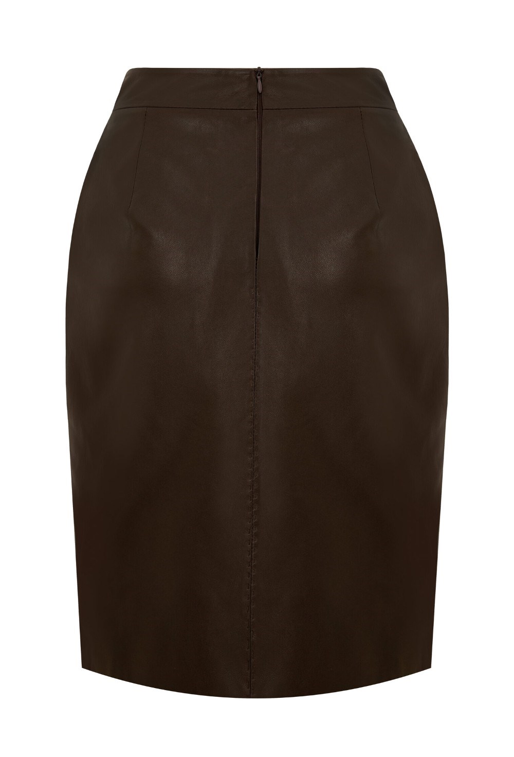 Кожаная юбка миди choco - фото 113506
