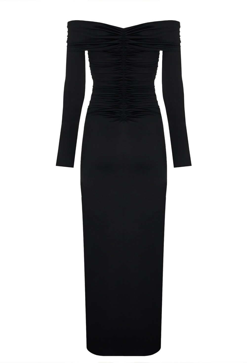 Платье с драпировкой и открытыми плечами - фото 113766