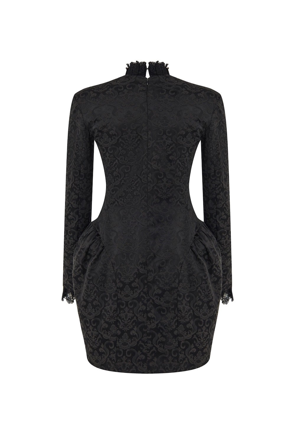 Черное платье-мини из жаккарда с итальянским кружевом - фото 115303
