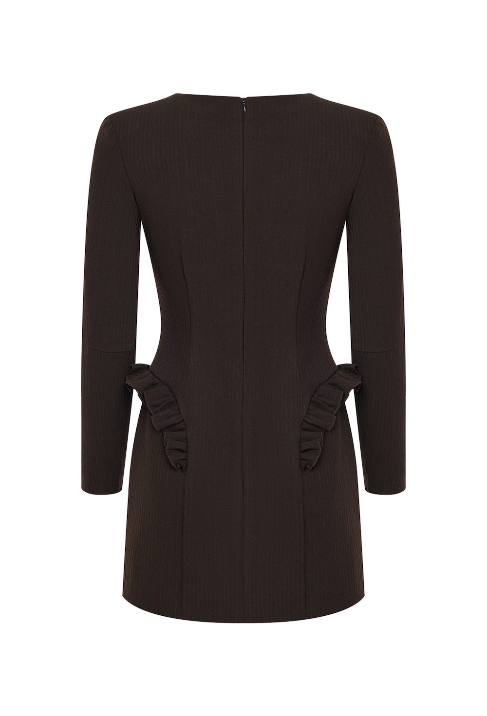 Платье-мини из фактурной ткани в цвете «горький шоколад» - фото 115321