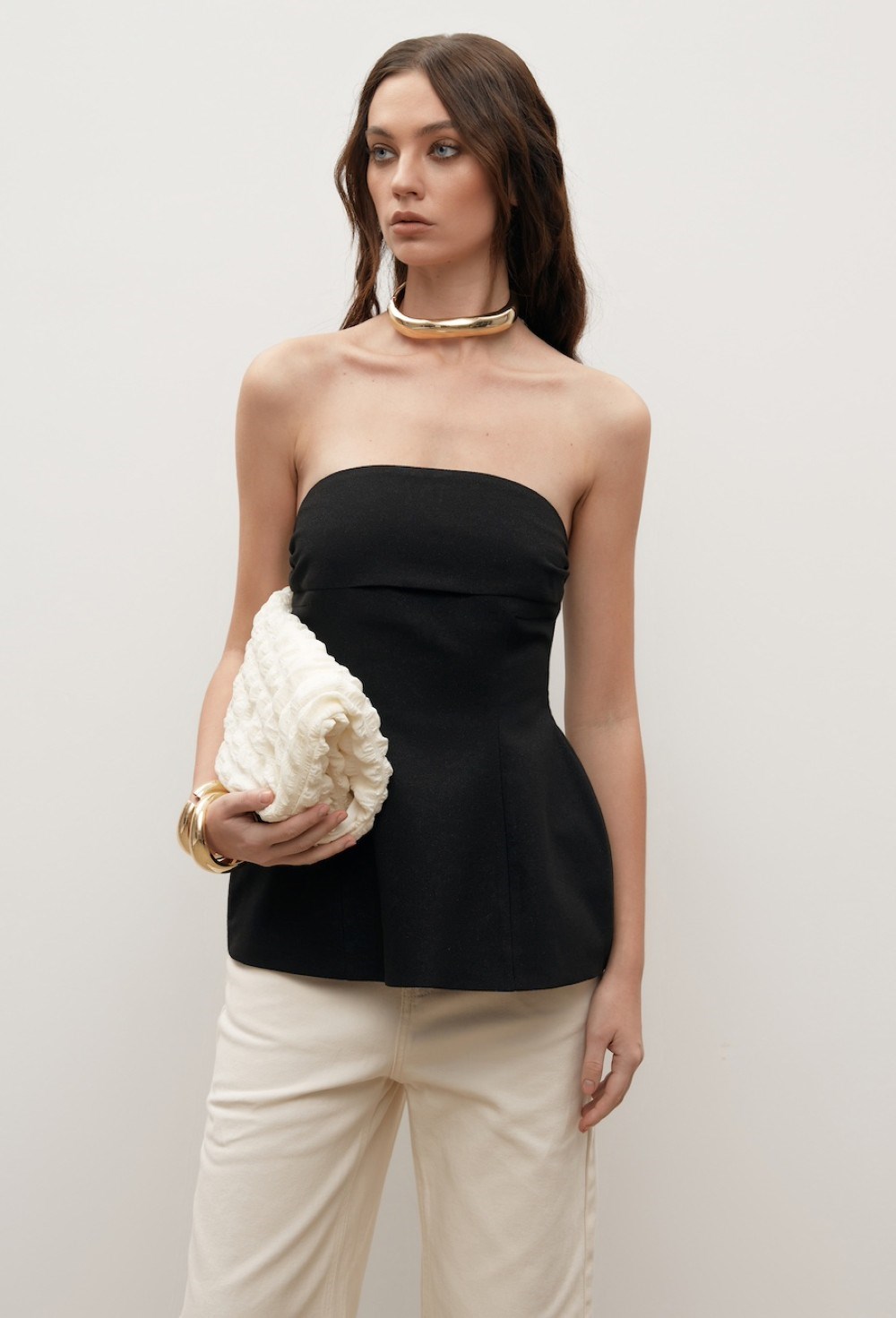 Фигурный вечерний топ с блеском - фото 115344