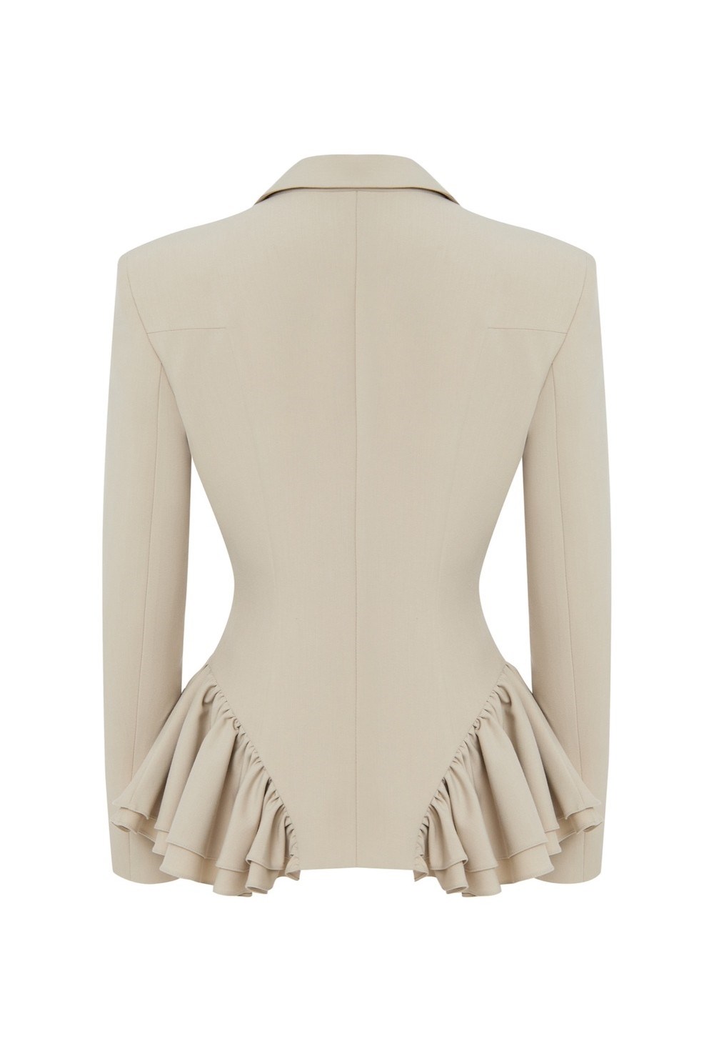 Бежевый жакет с акцентной баской - фото 115354