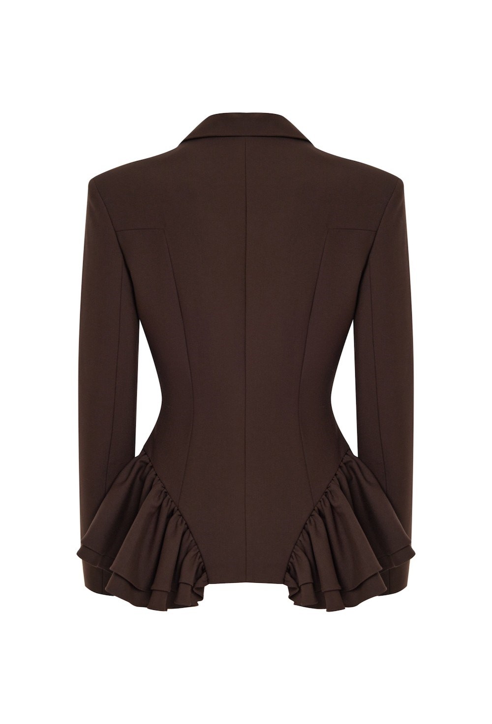 Шоколадный жакет с акцентной баской - фото 115363