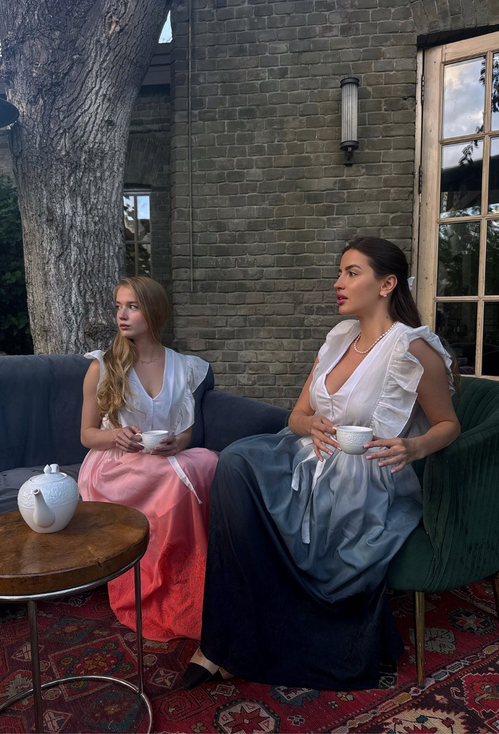 Платье в пол с из градиентного шелка с шитьем - фото 115376