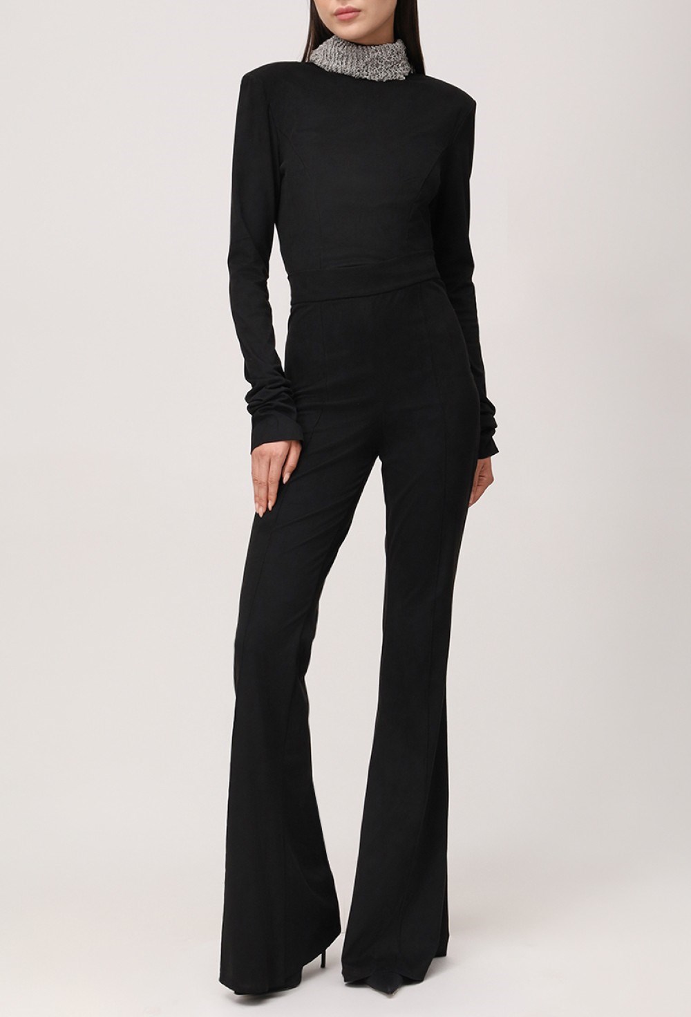 Брюки-клеш однотонные - фото 115631