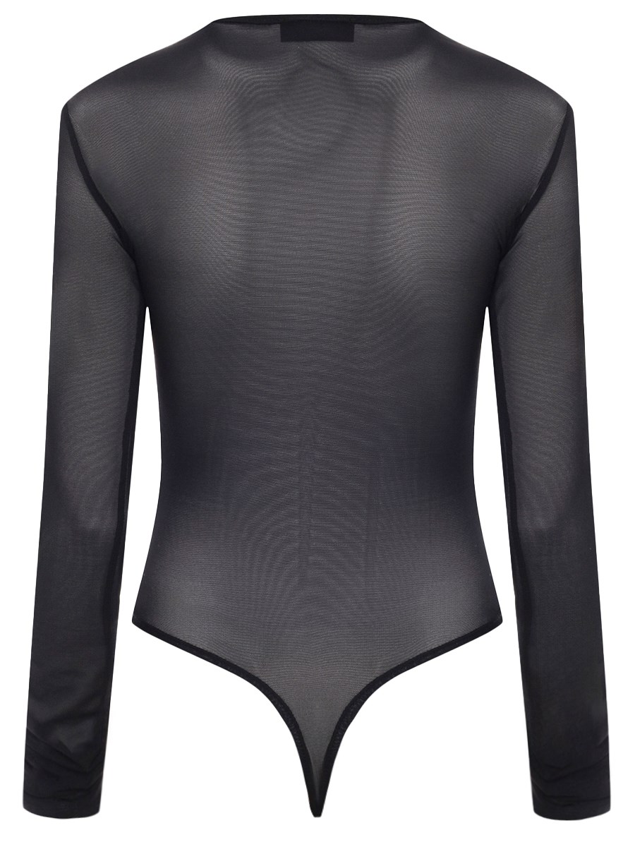 Боди в сетку со вставкой из кожи - фото 115744