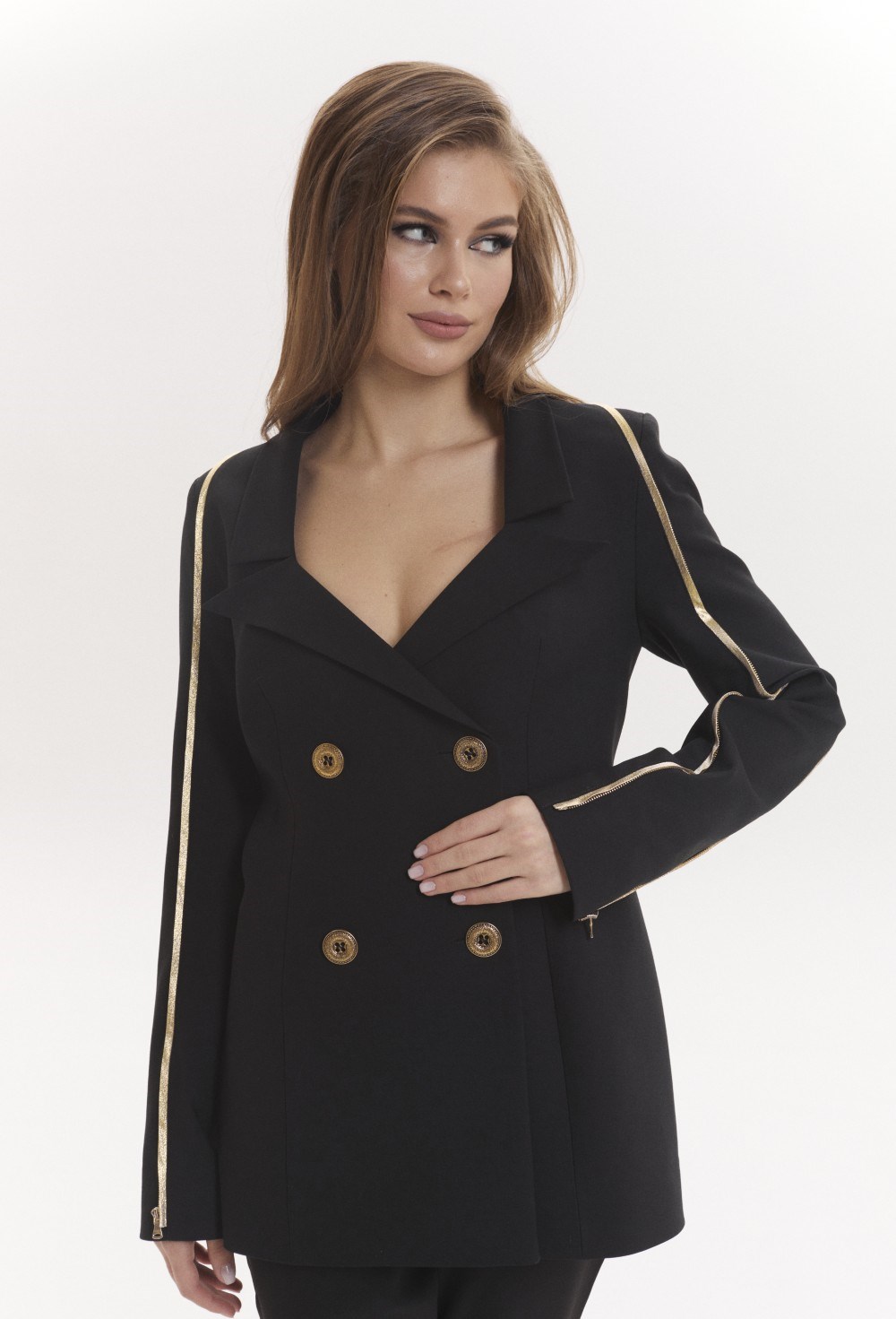 Жакет черный с воланами - фото 116299