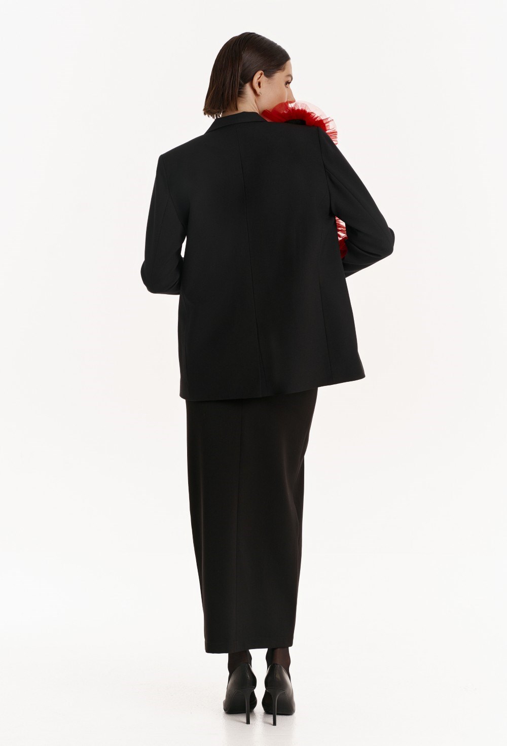 Жакет черный с декором цветы на магнитах - фото 116366