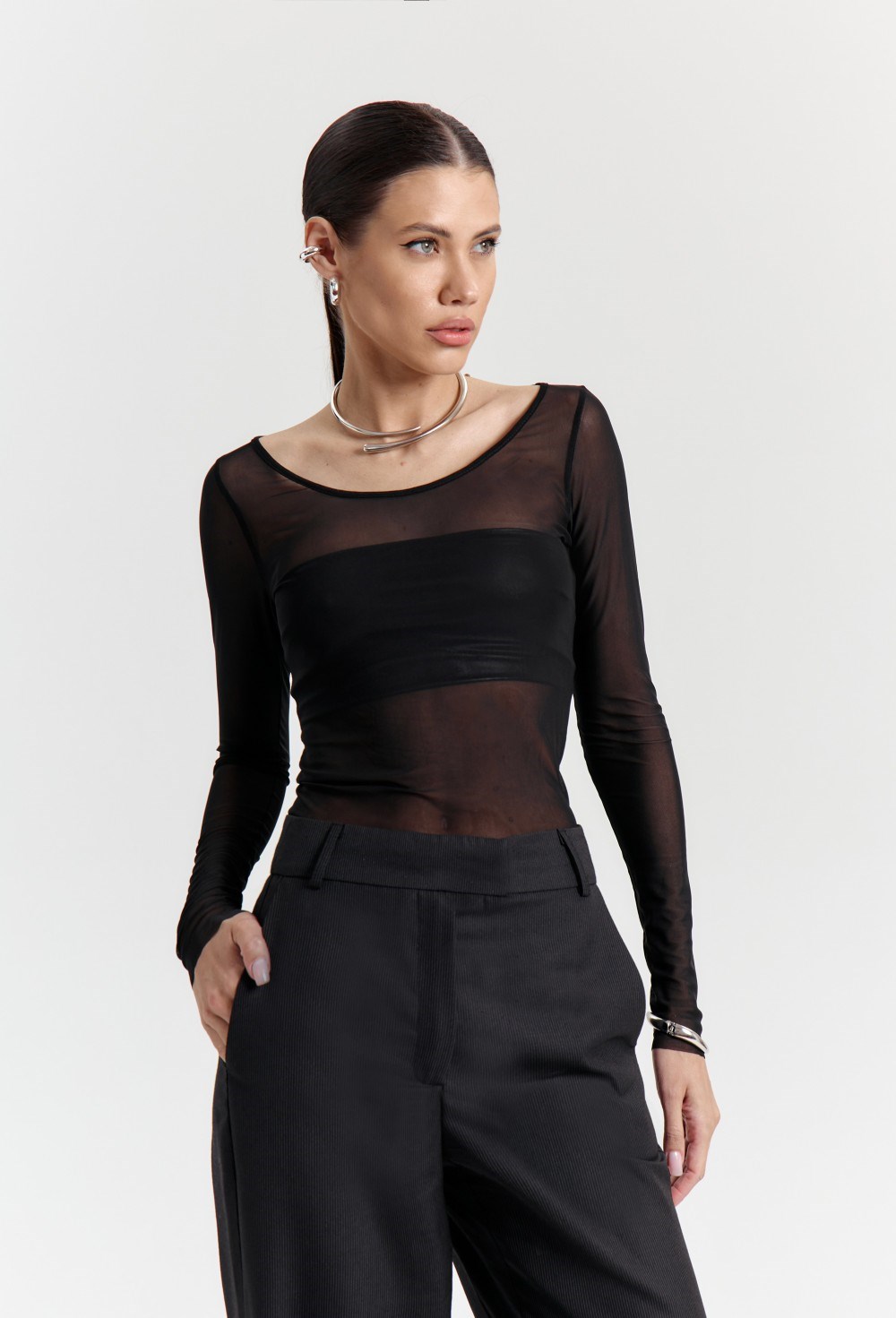 Лонгслив прозрачный - фото 116766