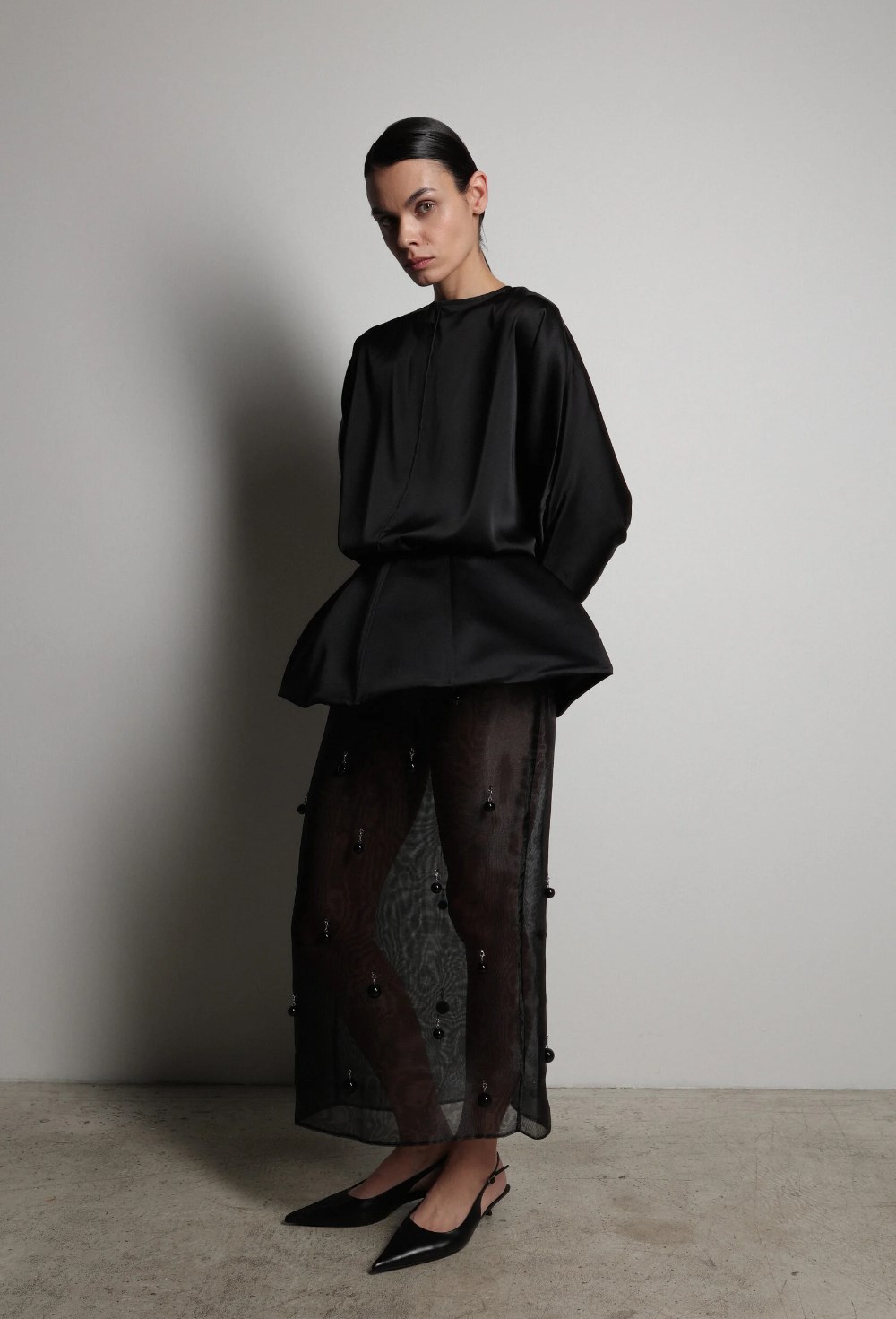 Юбка миди с - жемчугом - фото 117195