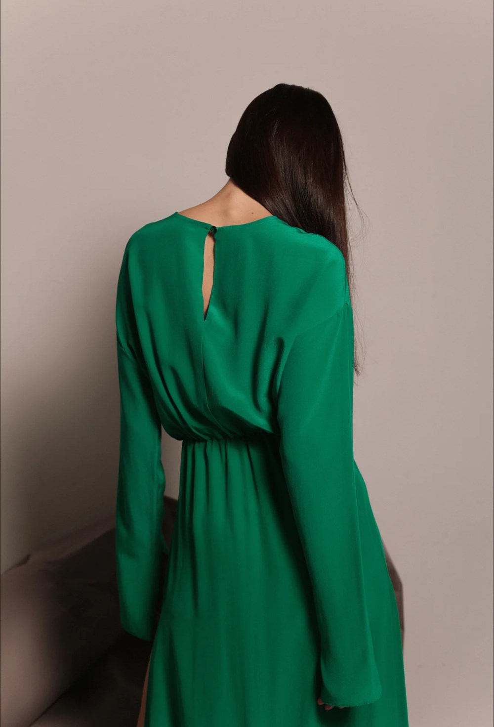 Платье макси зелёное - фото 117343