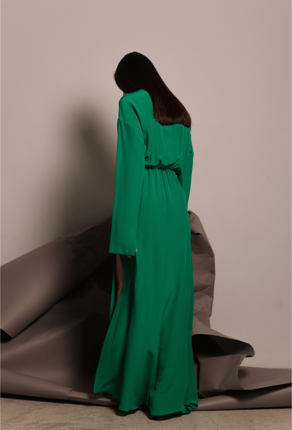 Платье макси зелёное - фото 117345