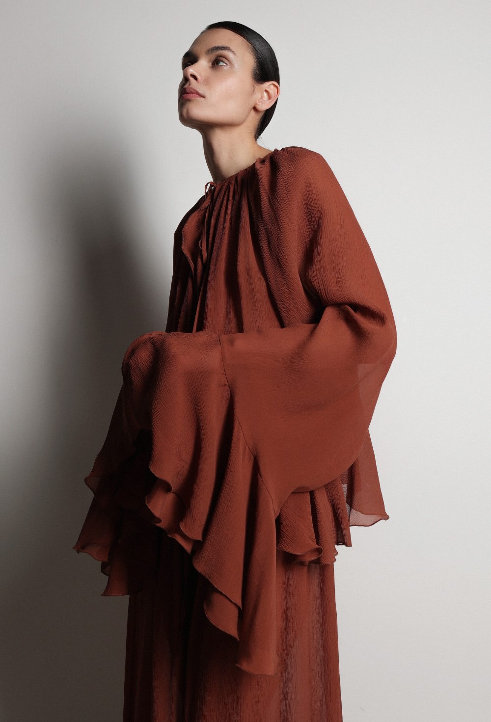 Костюм шифоновый юбка макси и блуза - фото 117383