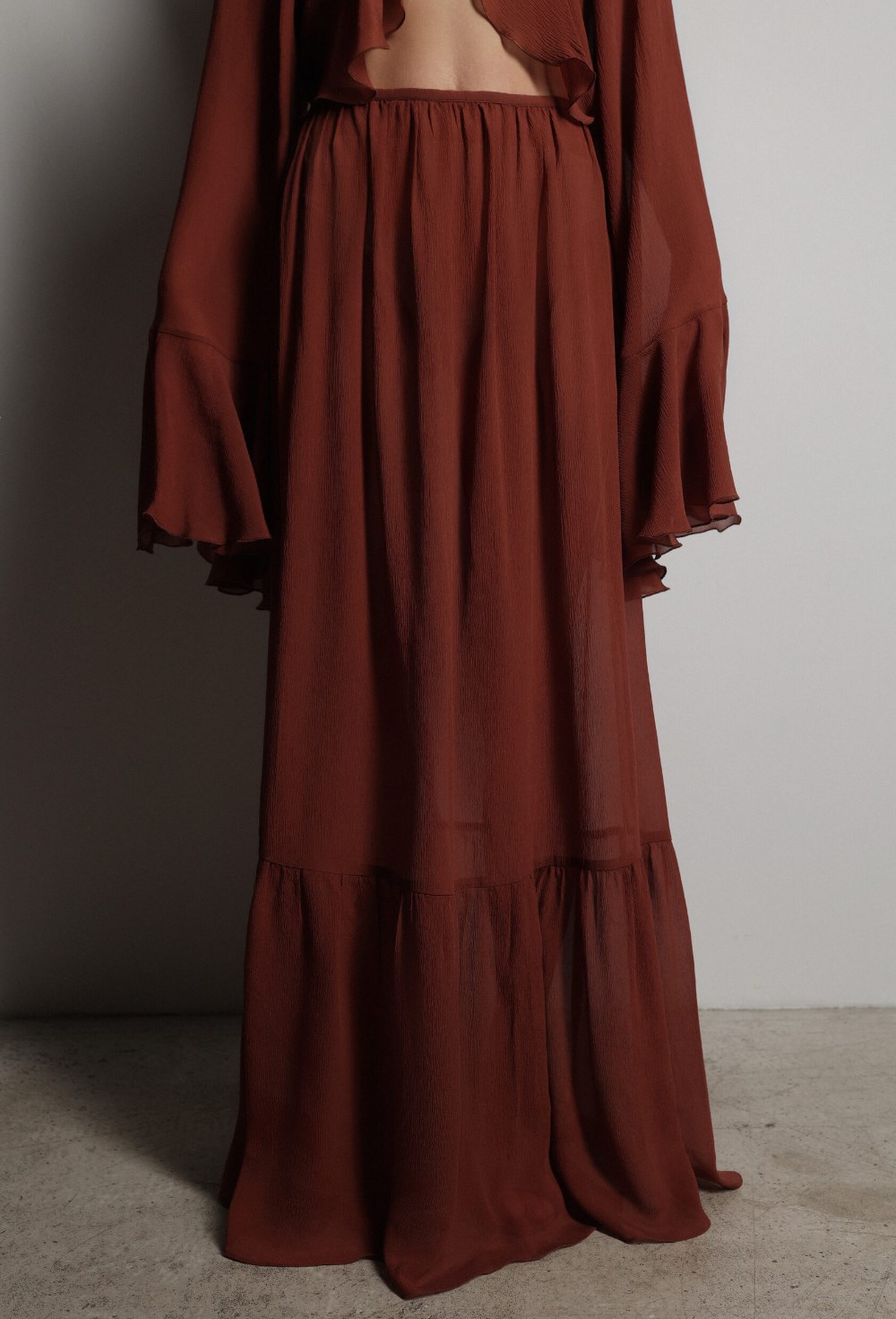 Костюм шифоновый юбка макси и блуза - фото 117386