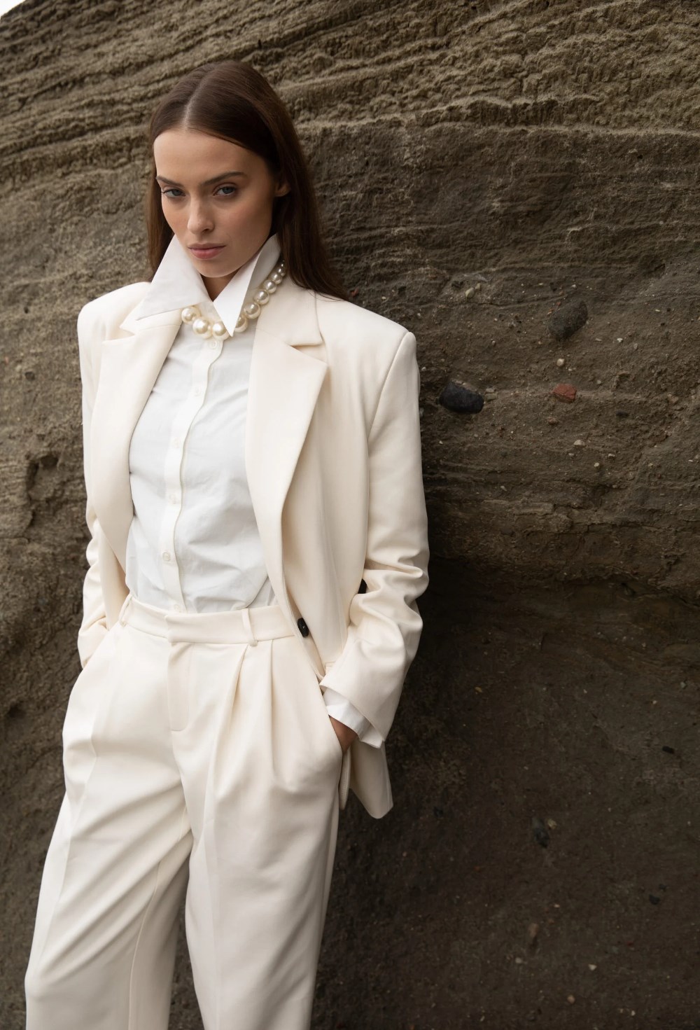 Рубашка с манжетами cream - фото 118055