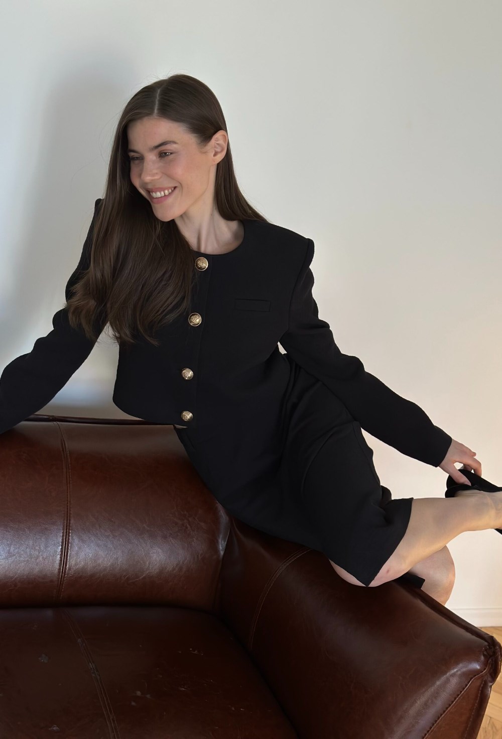 Жакет из твида укороченый - фото 118551