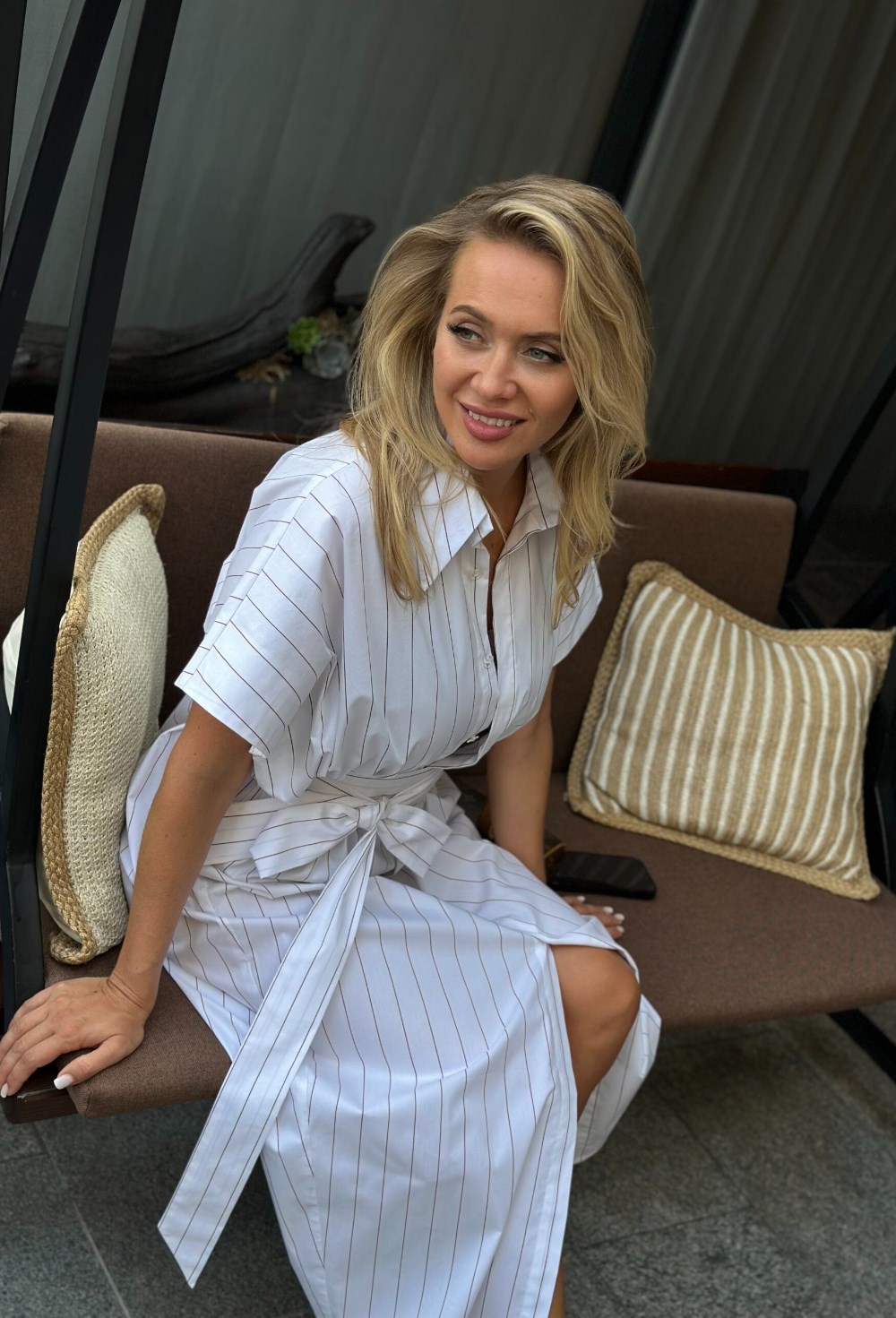 Платье хлопковое в полоску - фото 118626