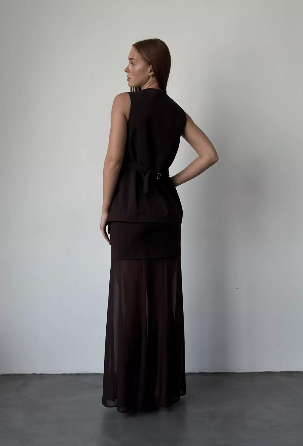 Юбка макси в цвете шоколад - фото 118716