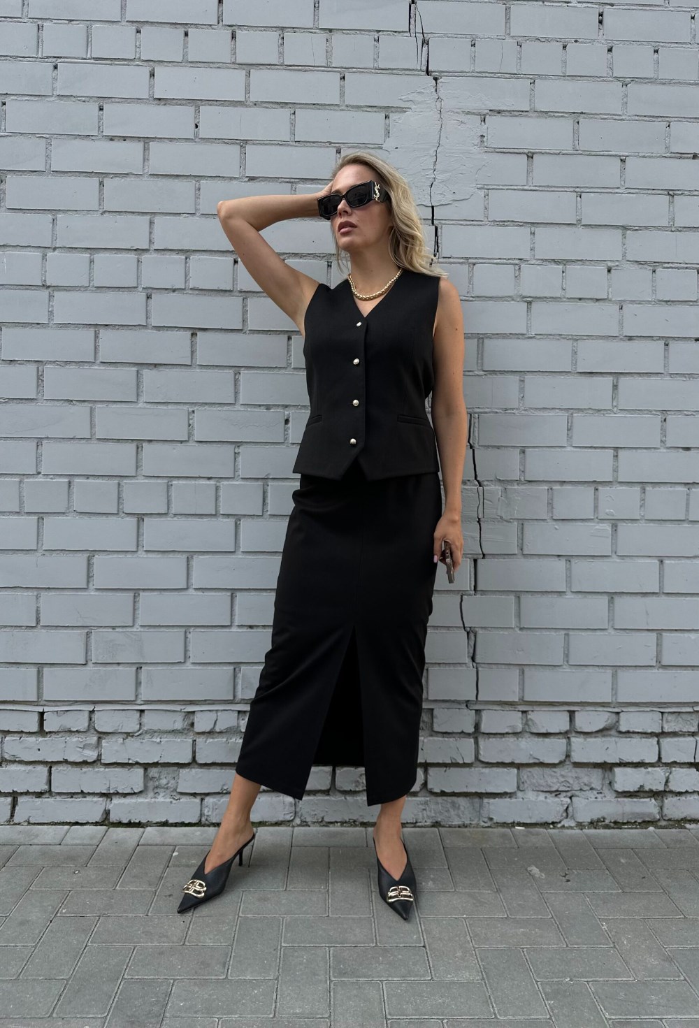 Юбка макси из мягкого твида Black - фото 118720