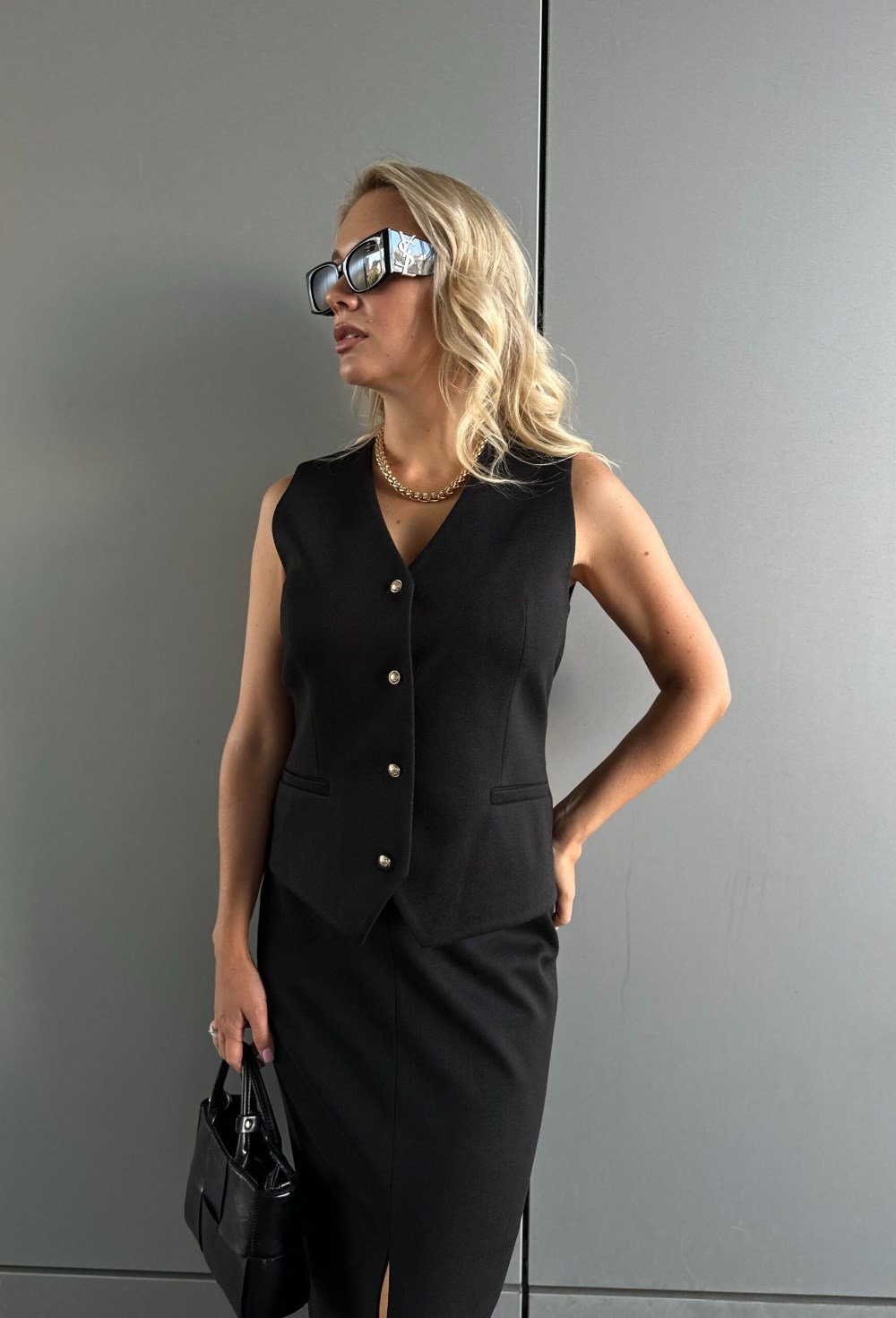 Юбка макси из мягкого твида Black - фото 118723