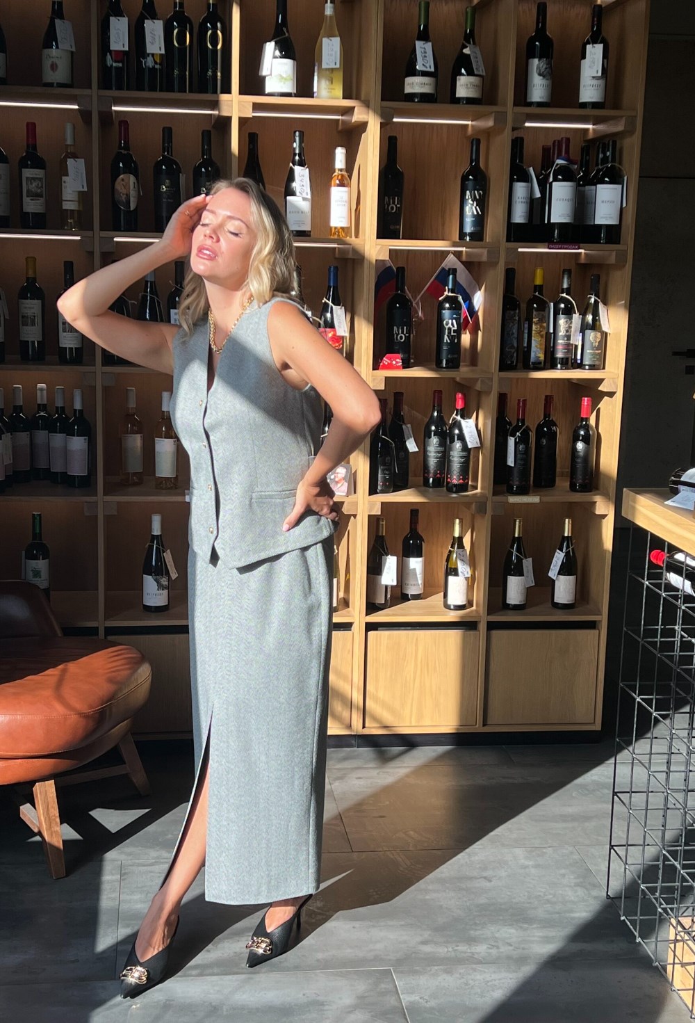 Юбка макси из мягкого твида Grey - фото 118725