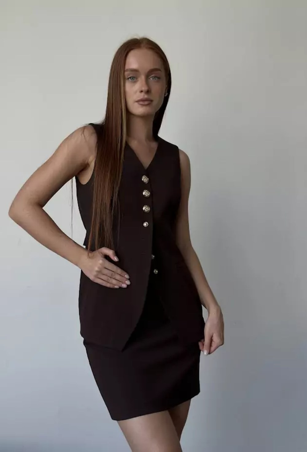 Юбка мини в цвете шоколад - фото 118731