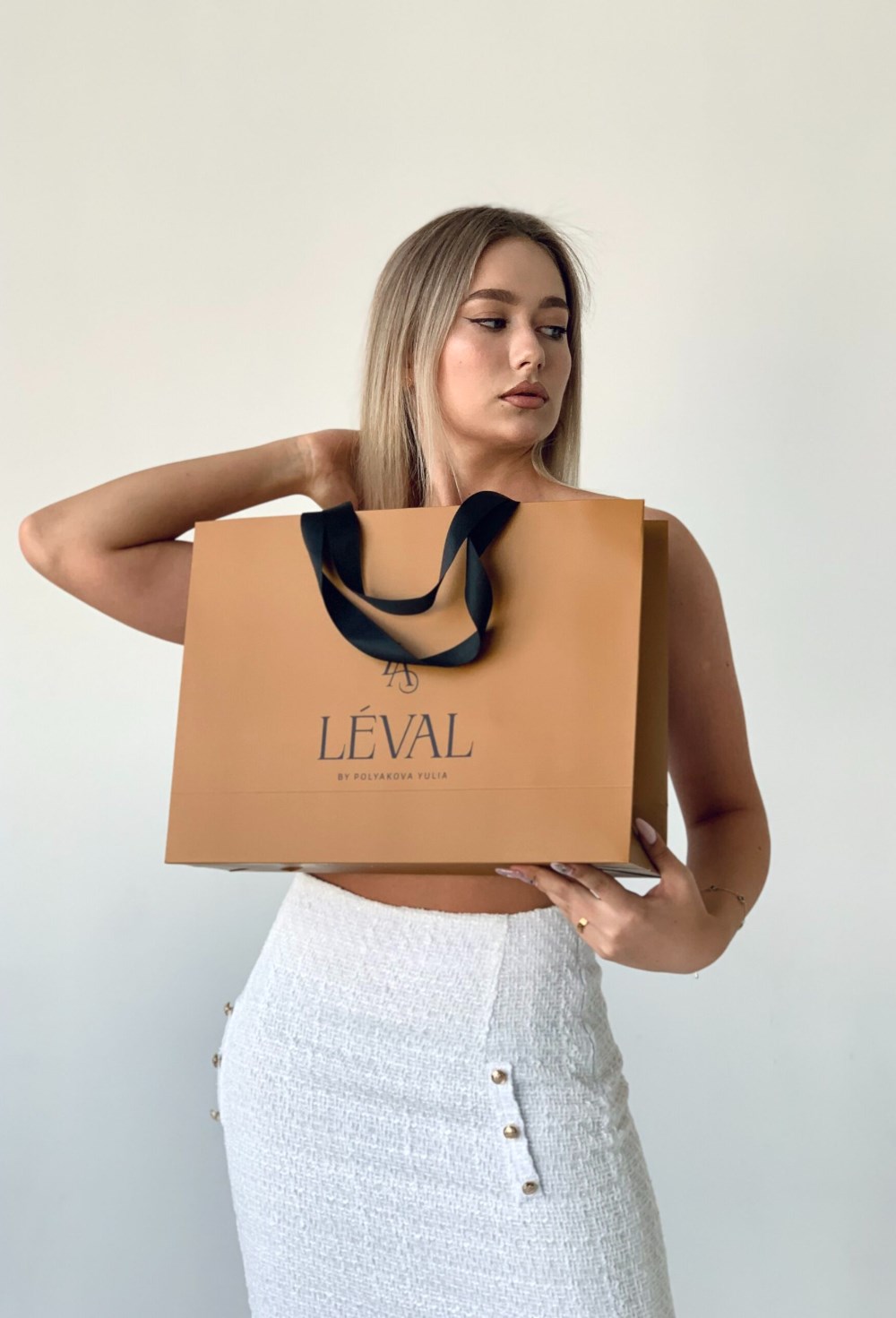 Юбка мини из твида с люрексовой нитью White - фото 118741