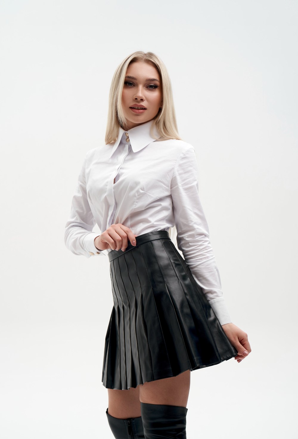 Юбка-плиссе из эко-кожи - фото 118753