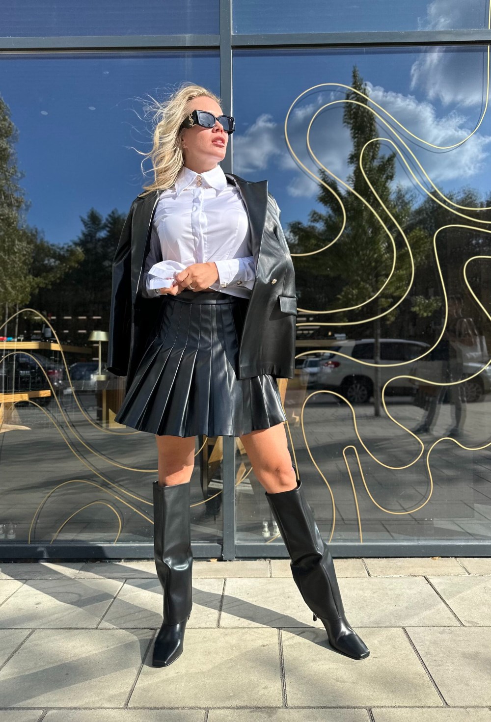 Юбка-плиссе из эко-кожи - фото 118755