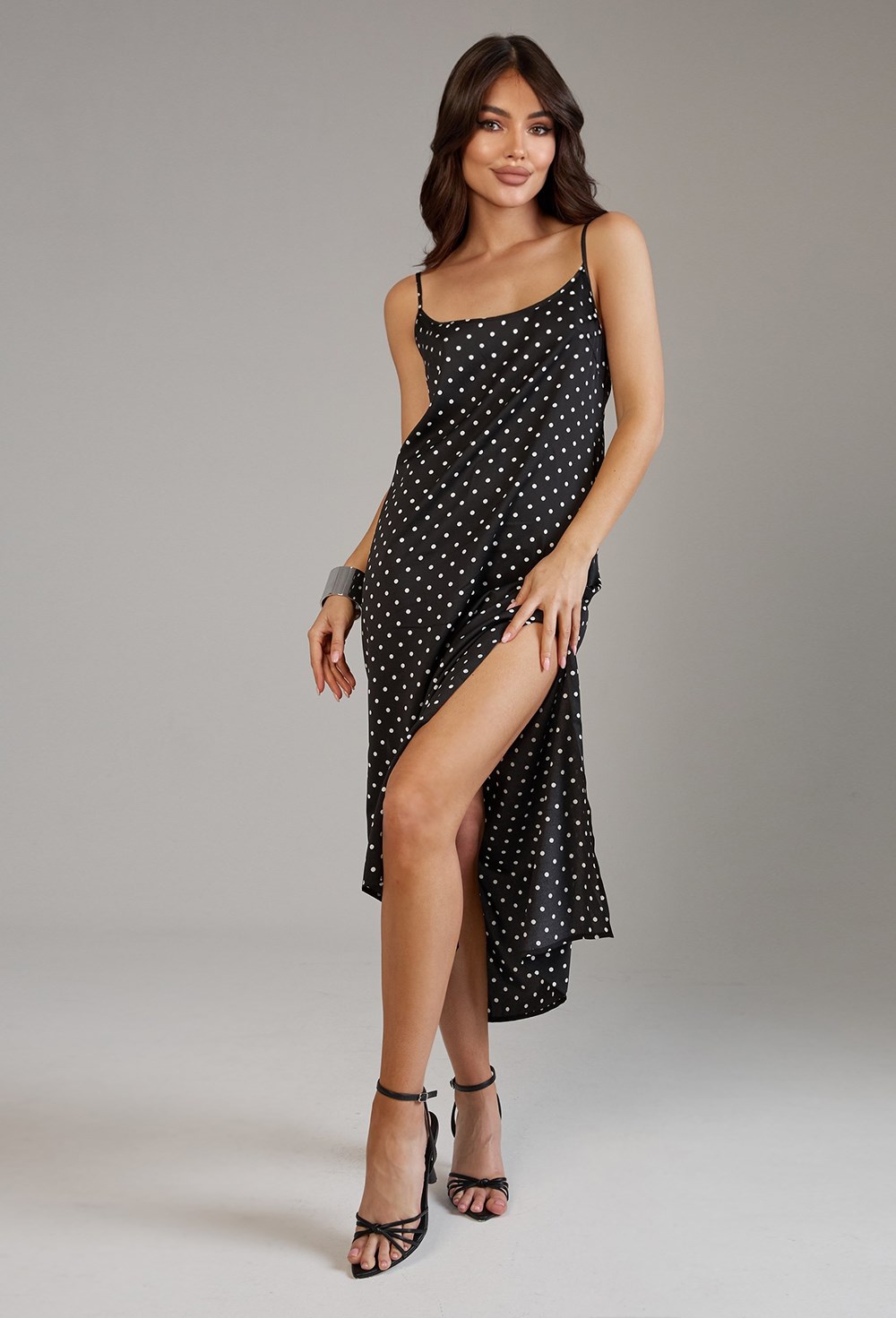 Платье-комбинация в горох - фото 118810