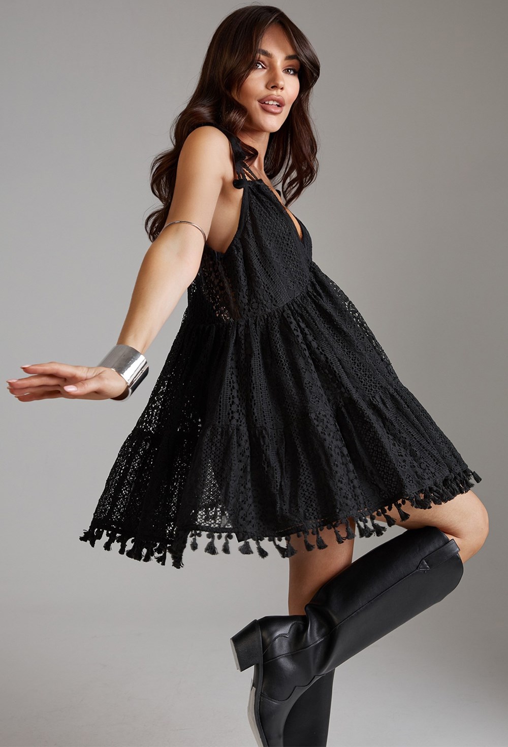 Мини-сарафан из хлопка на завязках - фото 118853