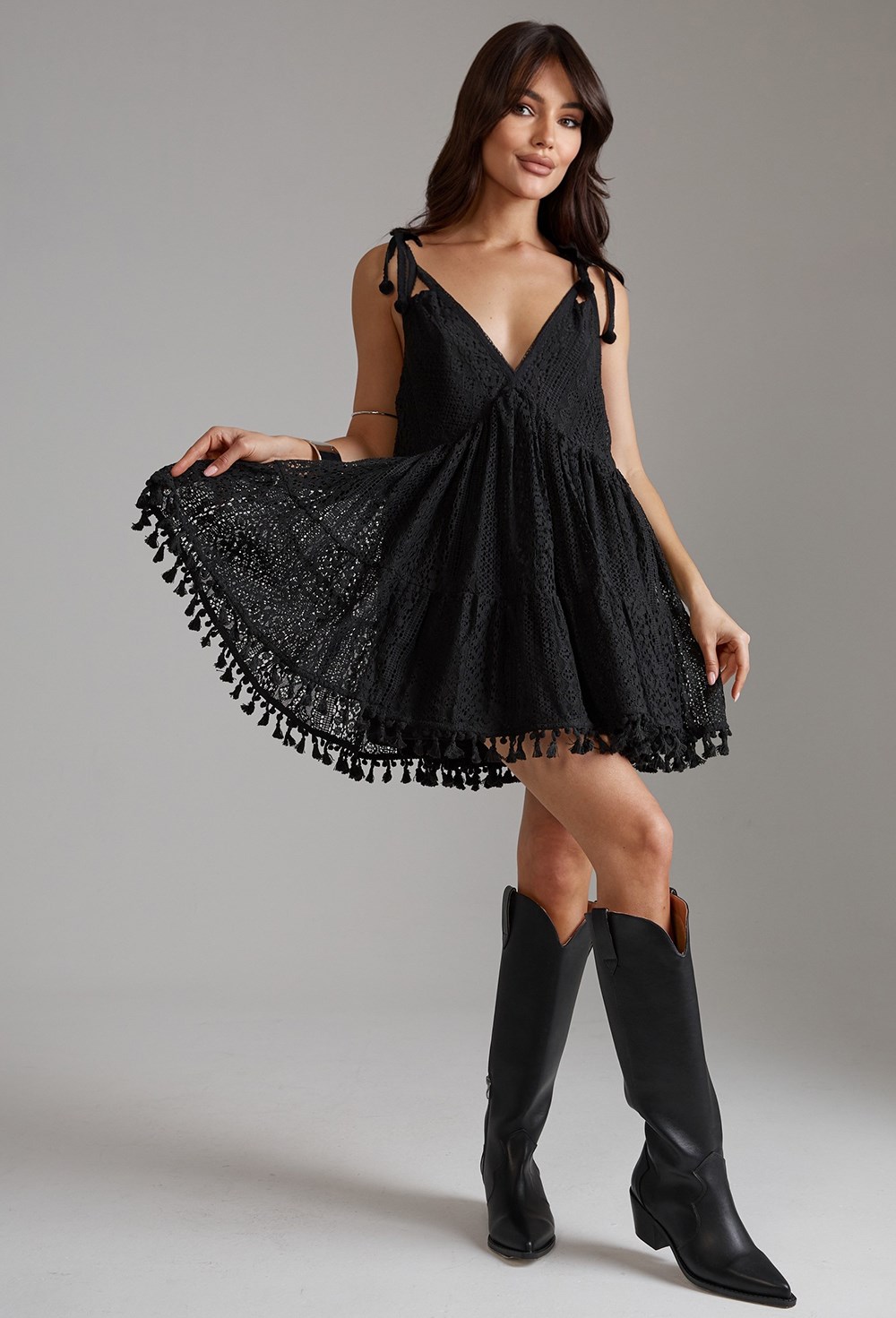 Мини-сарафан из хлопка на завязках - фото 118857