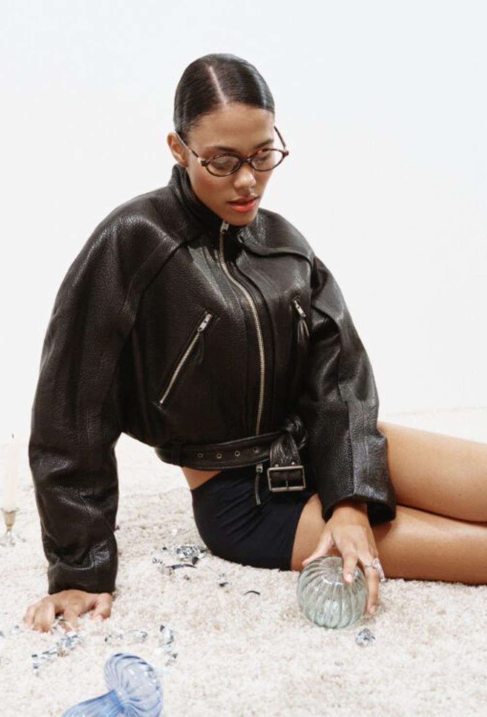 Укороченная кожаная куртка - фото 119644