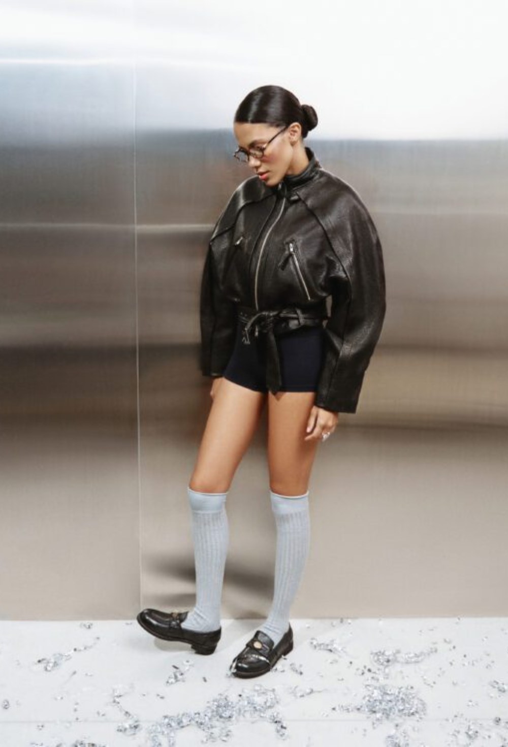 Укороченная кожаная куртка - фото 119646