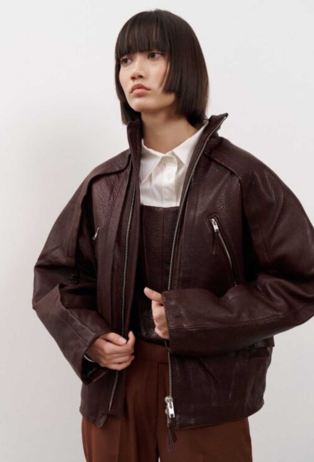 Кожаная куртка оверсайз - фото 119653