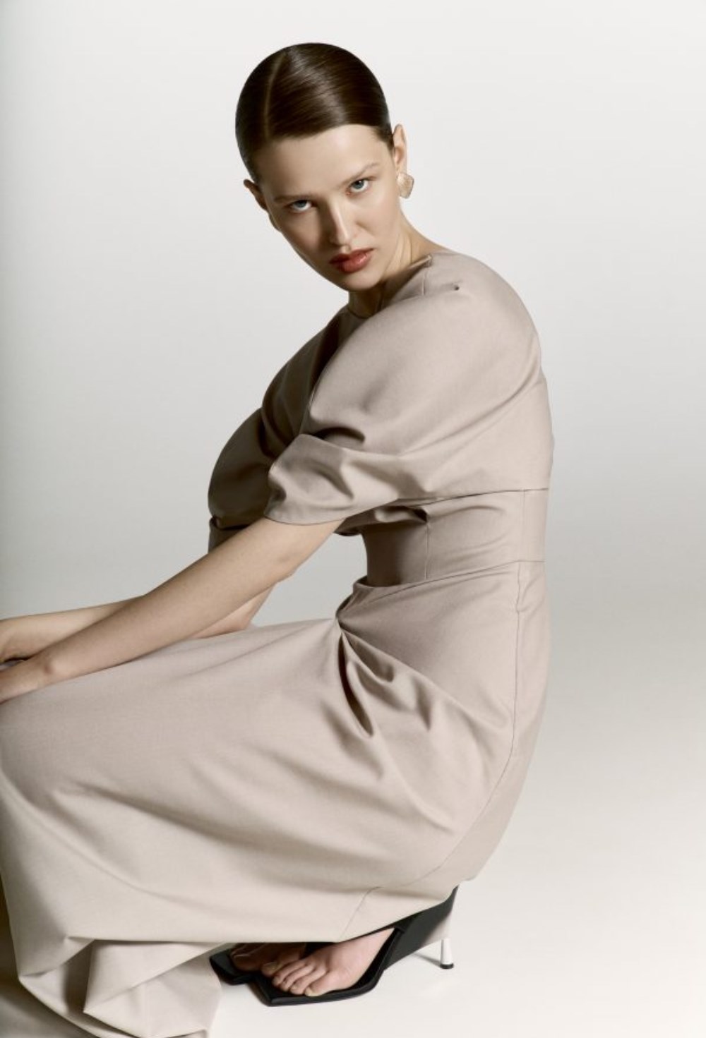 Платье макси из шерсти и хлопка - фото 119679