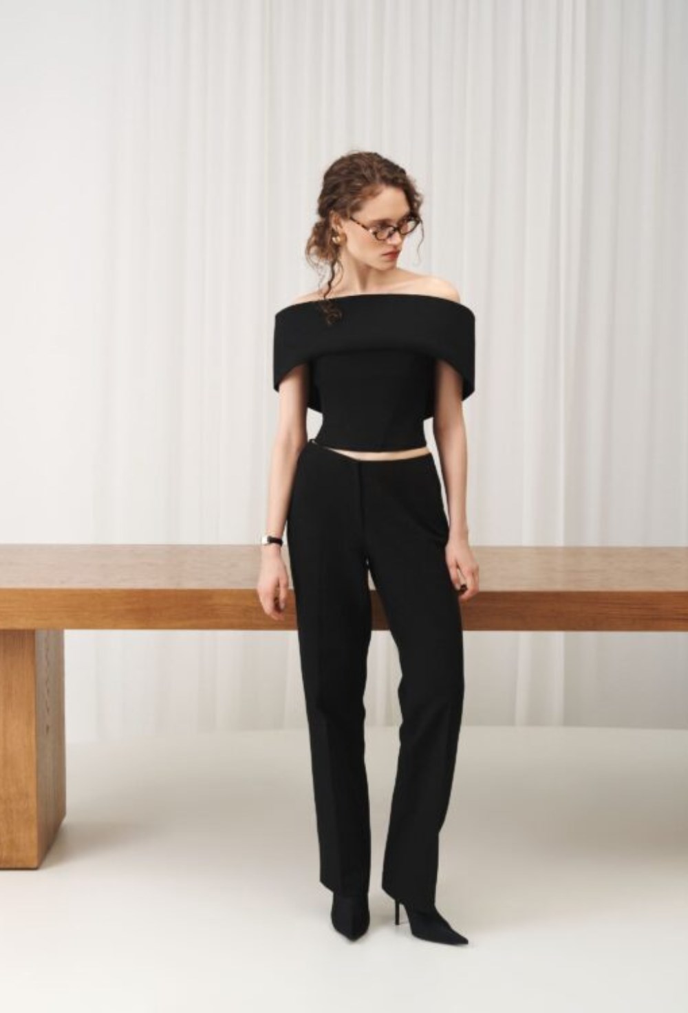 Льняной топ с открытыми плечами - фото 119706