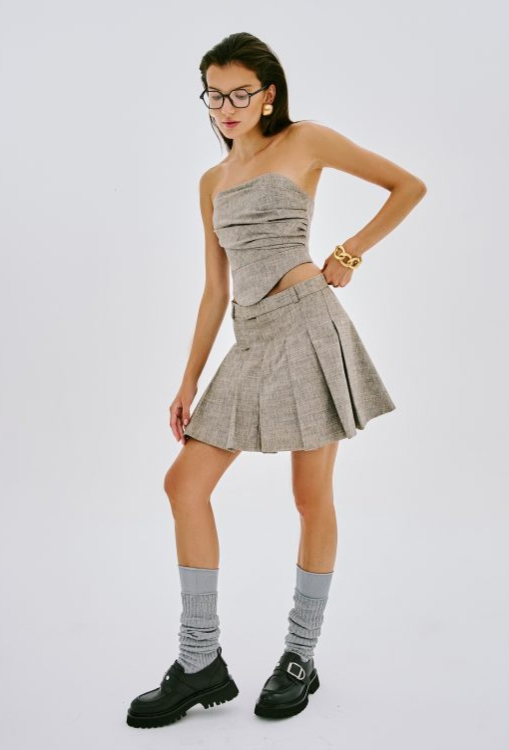 Мини-юбка со складками - фото 119886