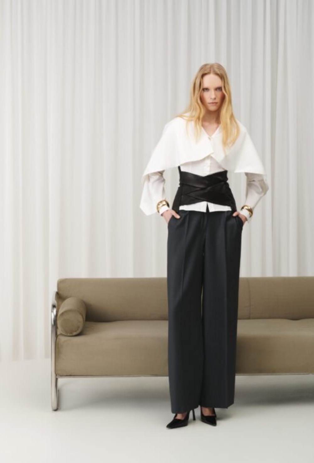 Рубашка из хлопка с воланами - фото 119947