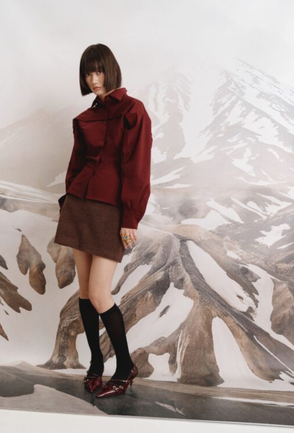 Рубашка бордового цвета - фото 119953