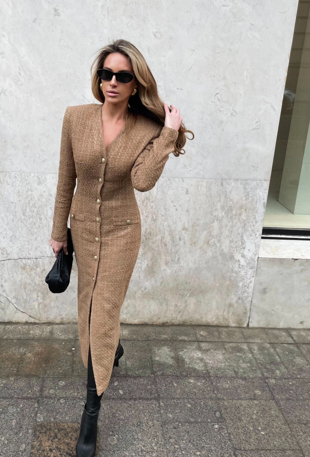 Платье из твида на пуговицах - фото 120082