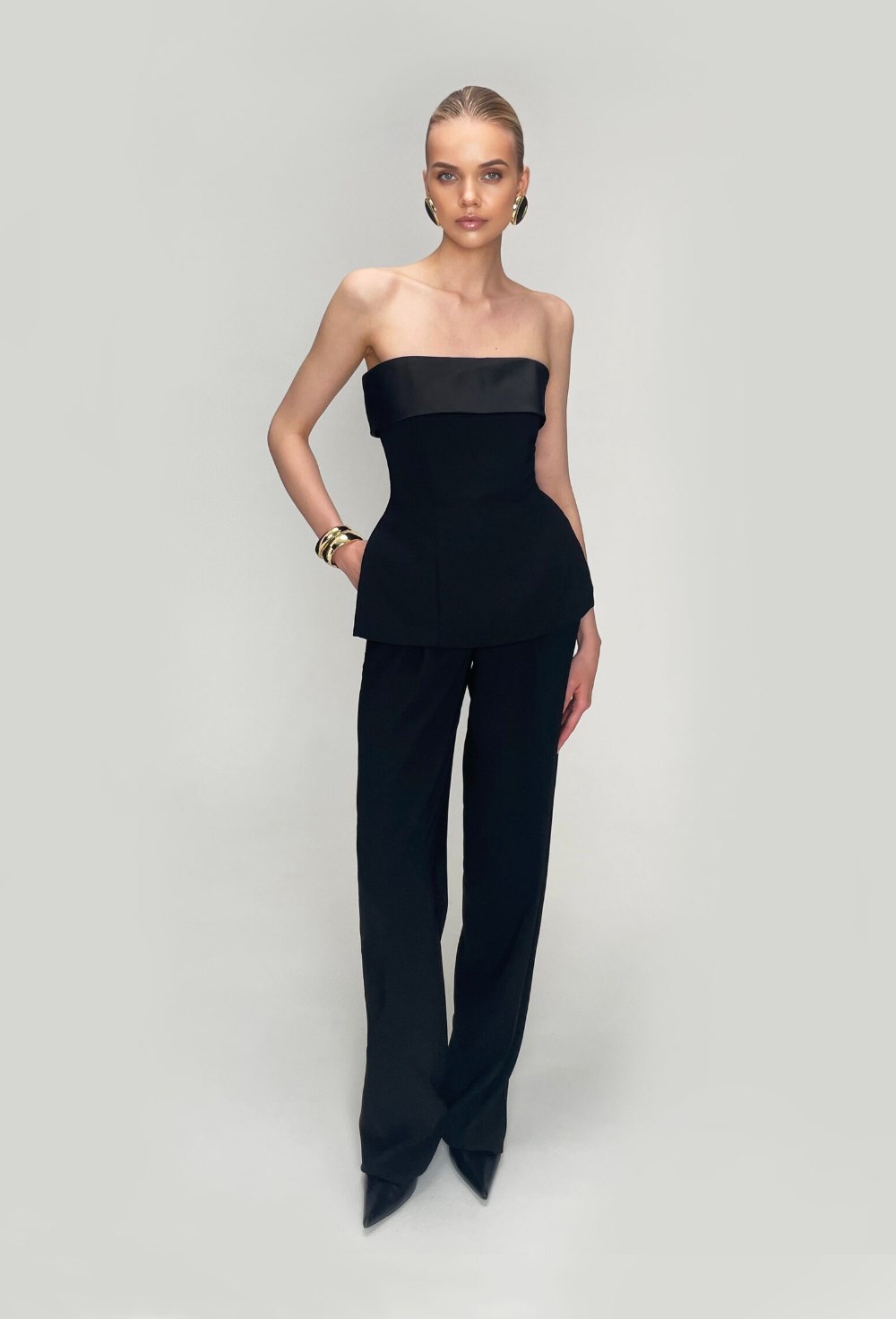 Корсетный топ с баской - фото 120129