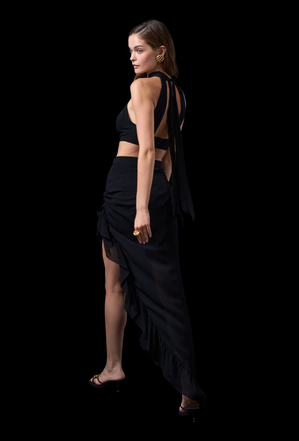 Черная юбка с воланами - фото 120272