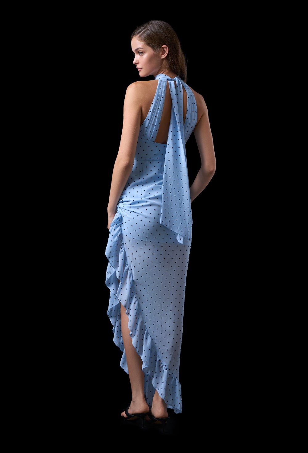Голубое платье в горох - фото 120326