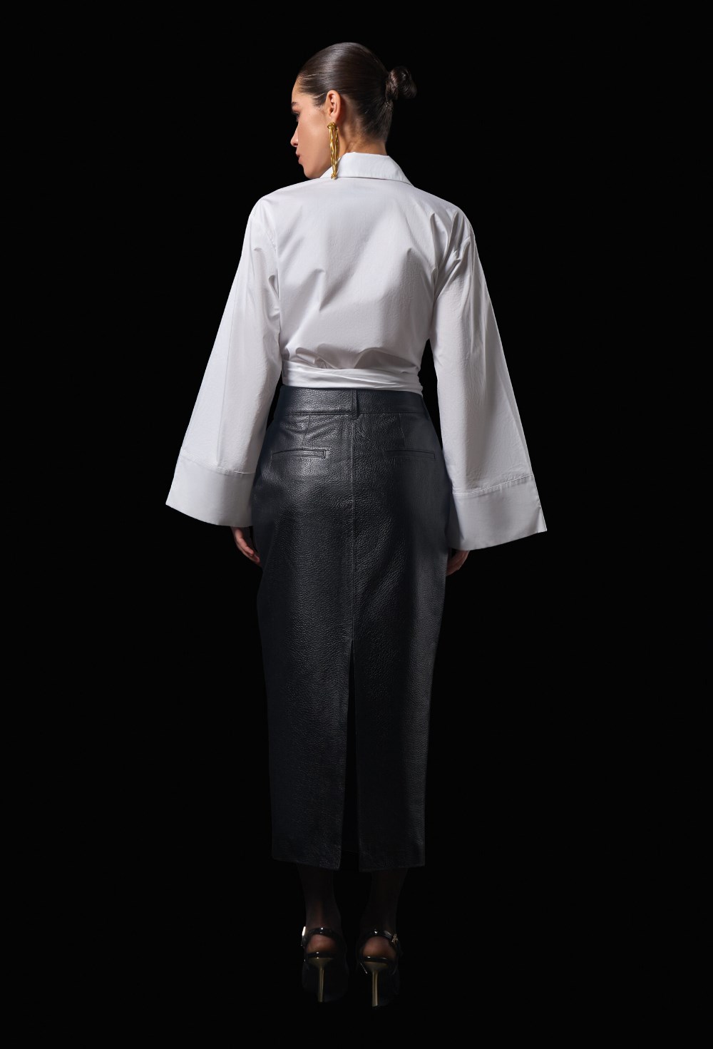 Кожаная юбка карандаш - фото 120416