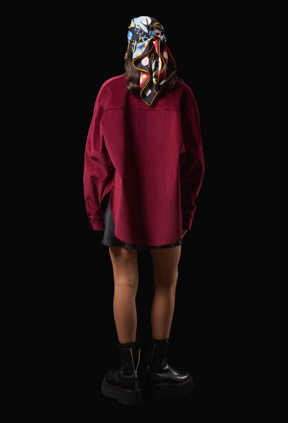 Бордовая рубашка из вельвета - фото 120424