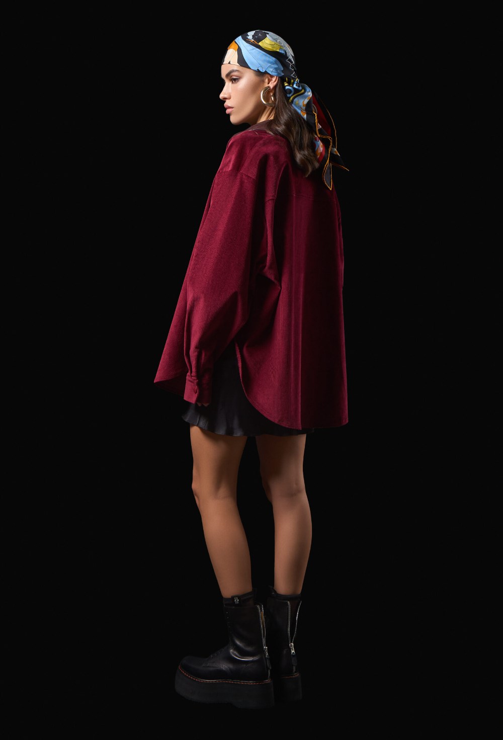 Бордовая рубашка из вельвета - фото 120425