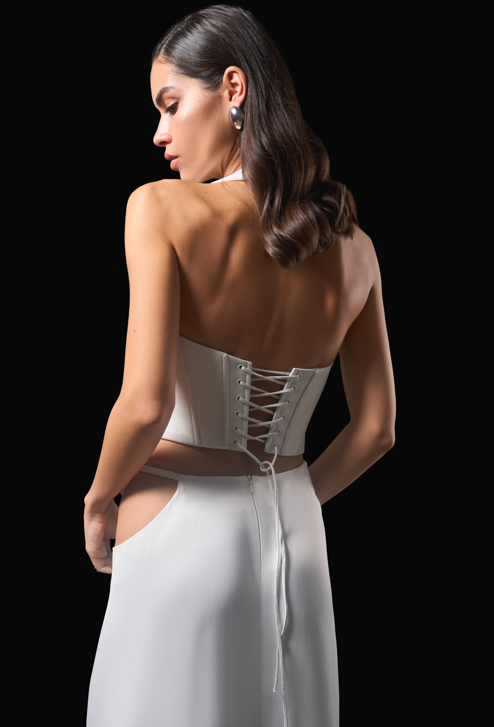 Белый жилет с корсетной спиной - фото 120454